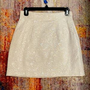 Embroidered Cream Mini Skirt